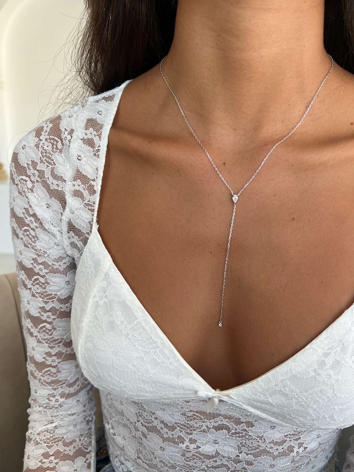 שרשרת עניבה סוליטר טיפה קטנה