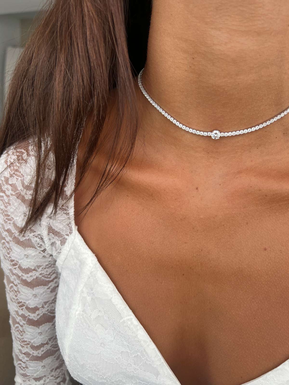 שרשרת צ'וקר טניס סוליטר