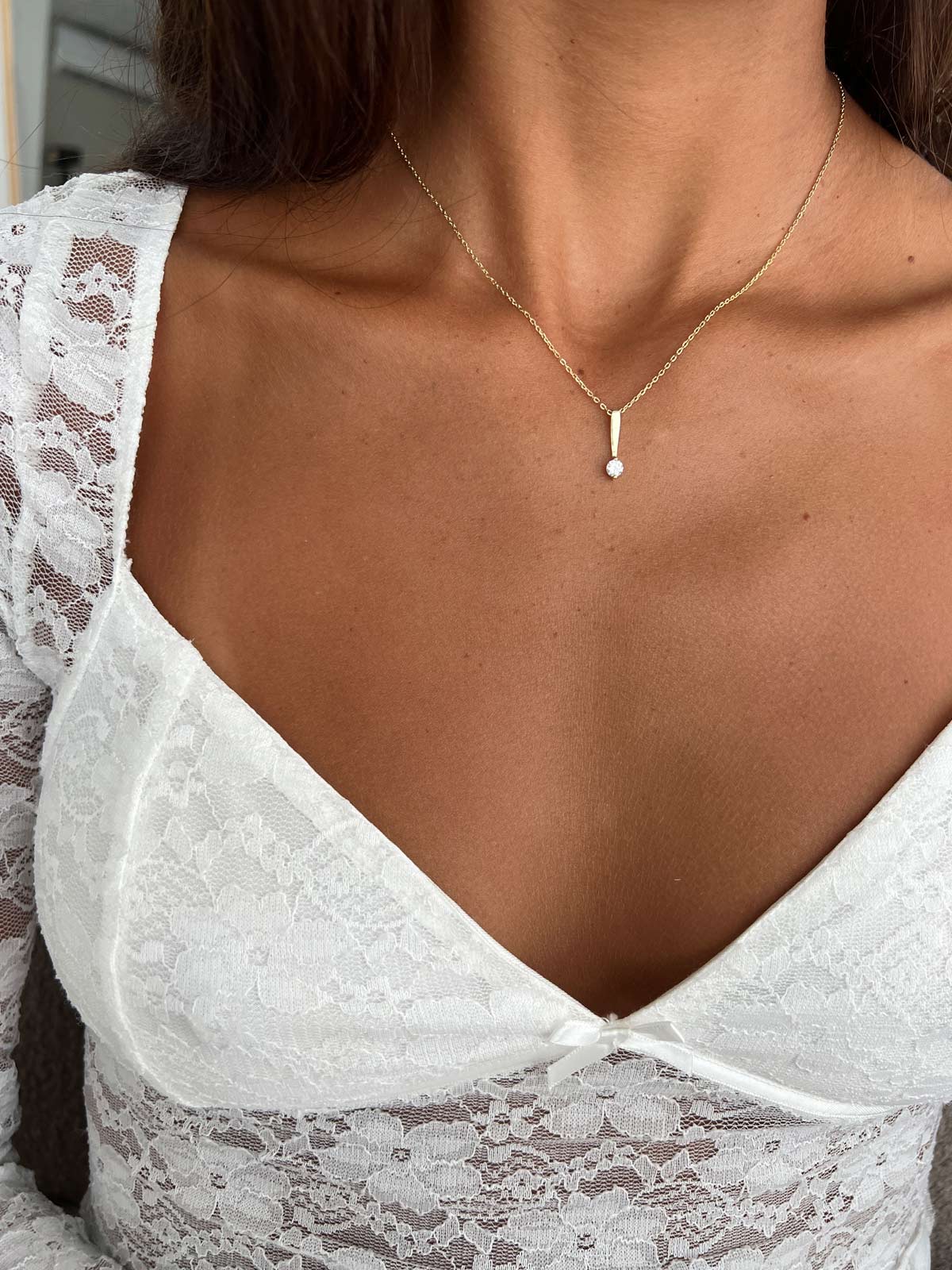 שרשרת סוליטר עגול נופל