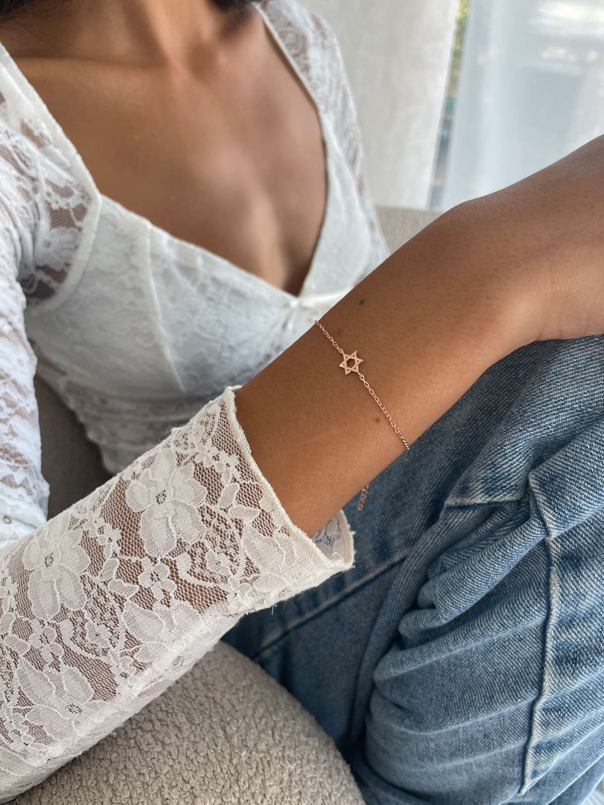 צמיד עדין מגן דוד חלק