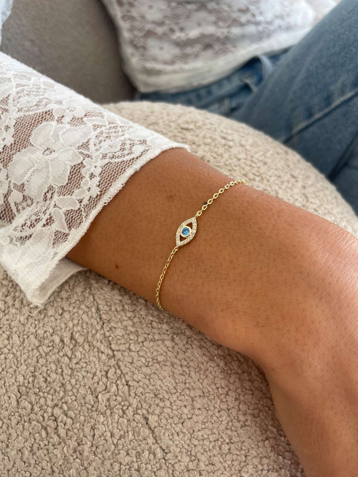 צמיד עין קטנה אבן תכלת