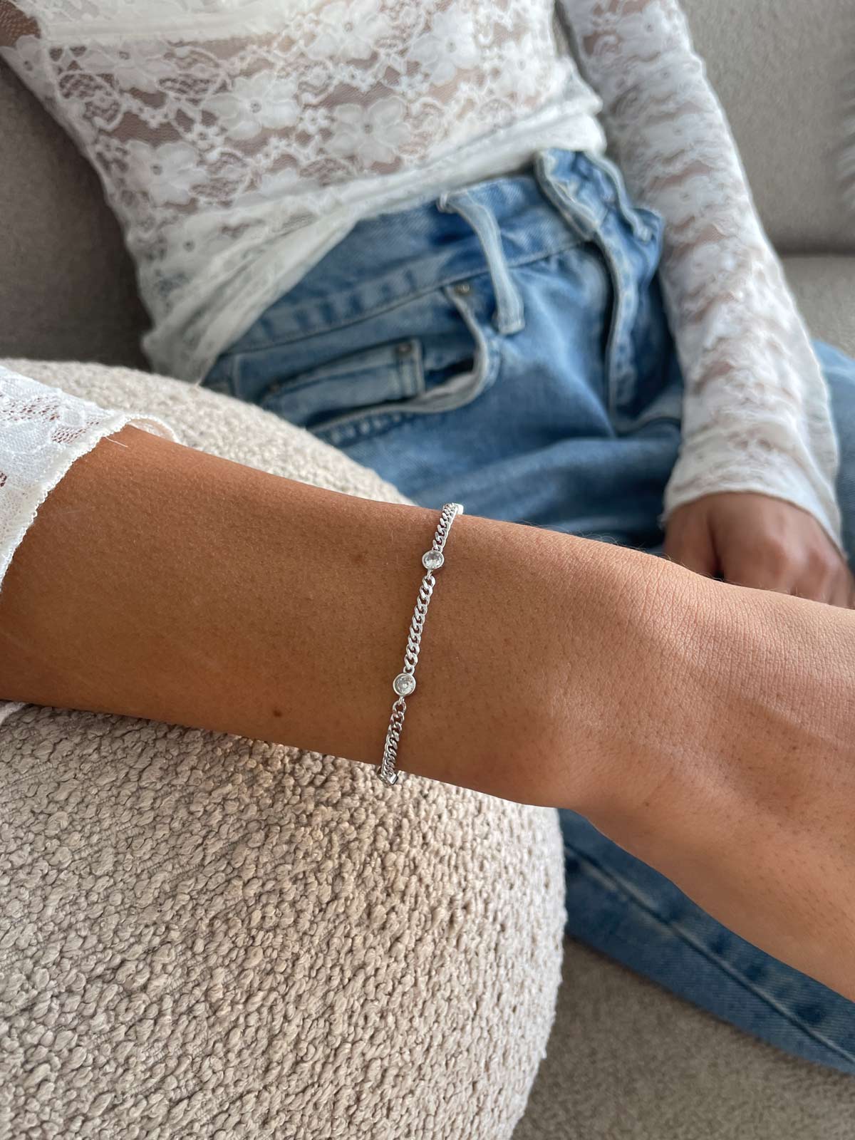 צמיד חוליות חמישה סוליטרים