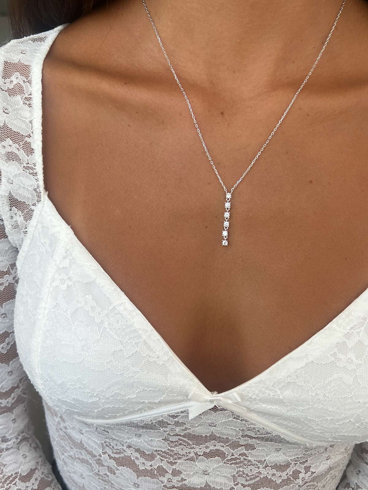 שרשרת זירקוני טניס נופלים