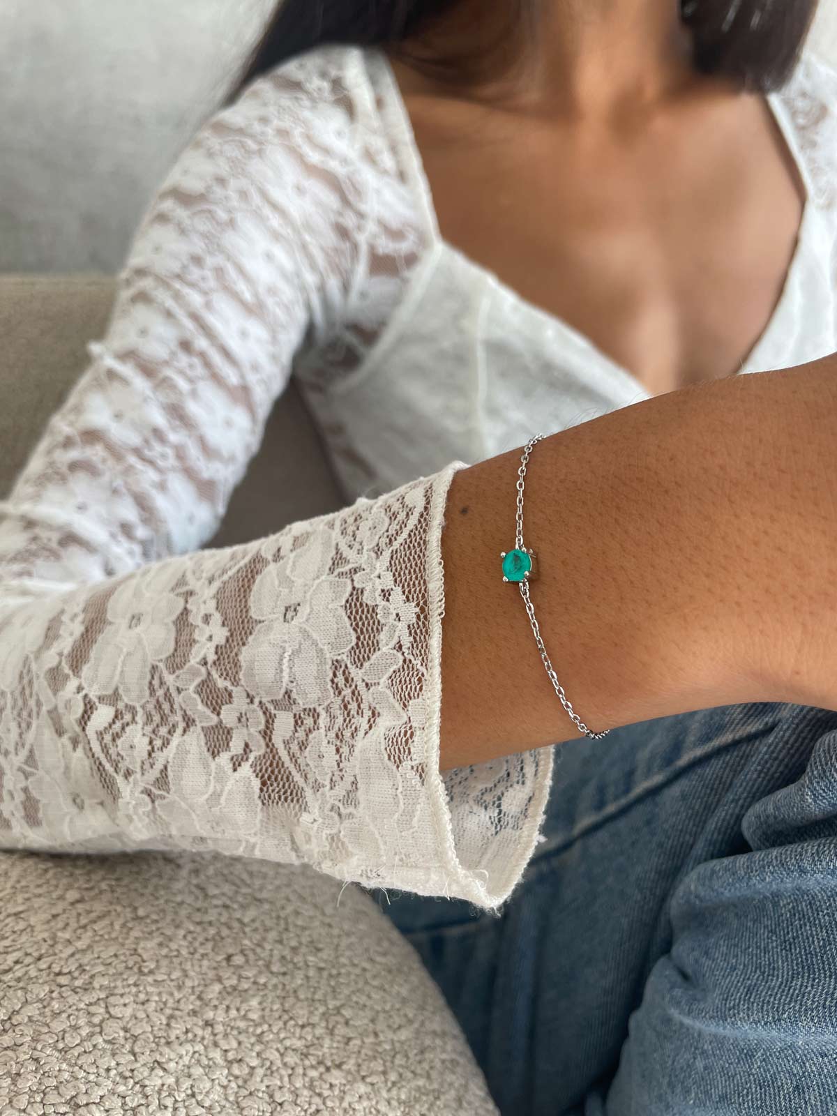 צמיד עדין סוליטר טורקיז