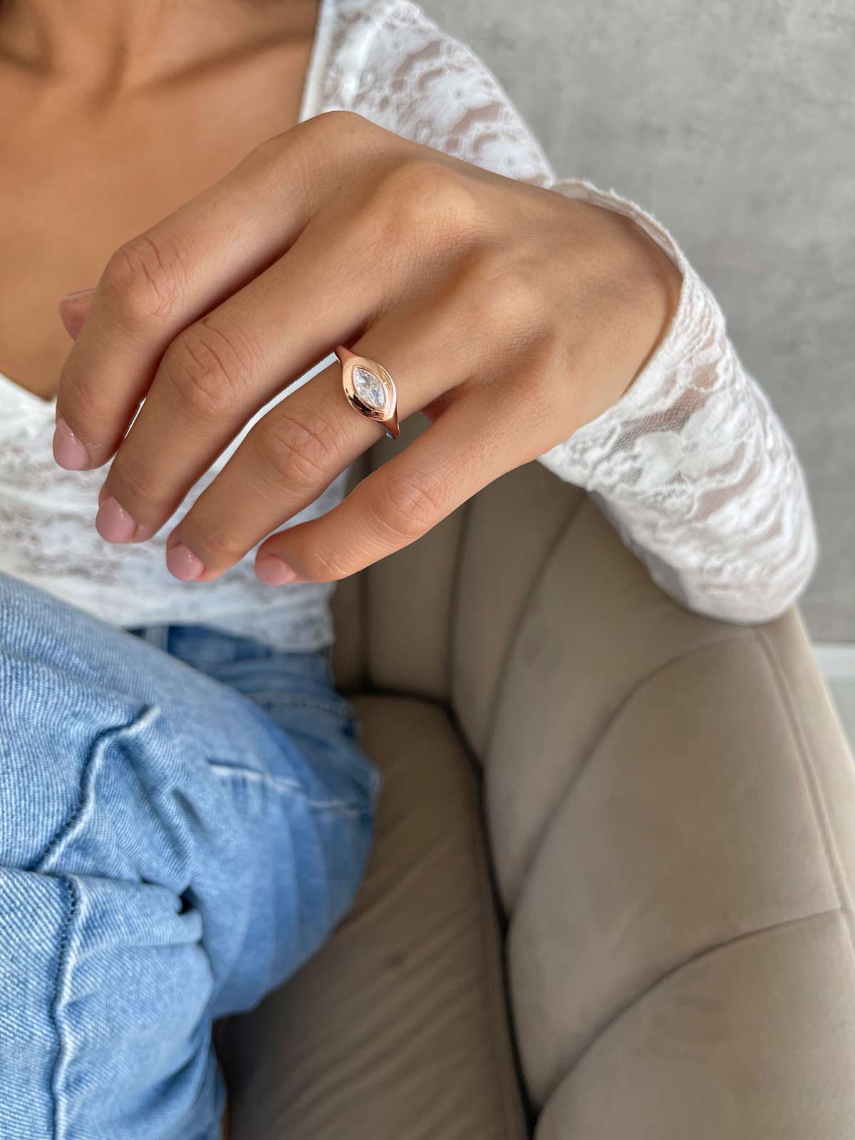 טבעת חותם סוליטר מרקיזה