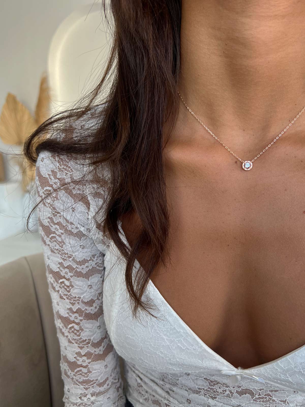 שרשרת צמודה סוליטר משובץ