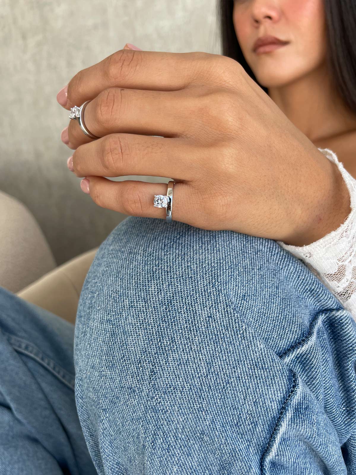 טבעת אמצע / טבעת זרת סוליטר