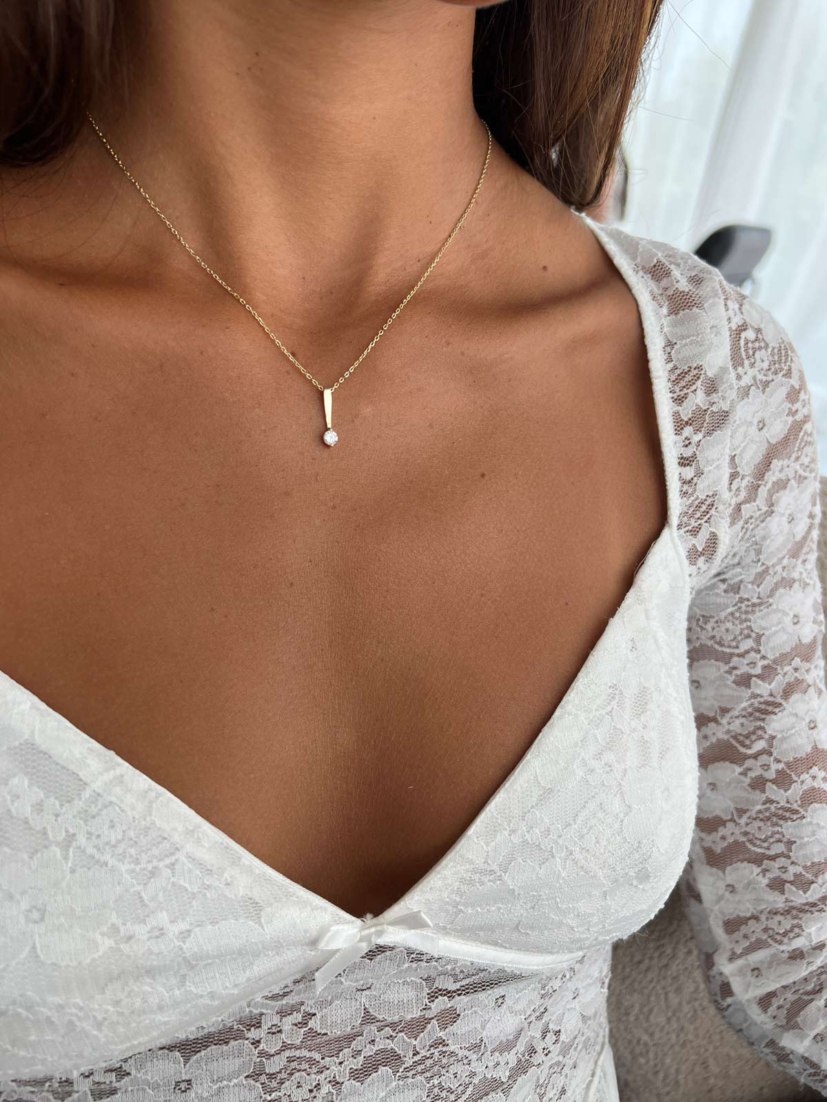 שרשרת סוליטר עגול נופל