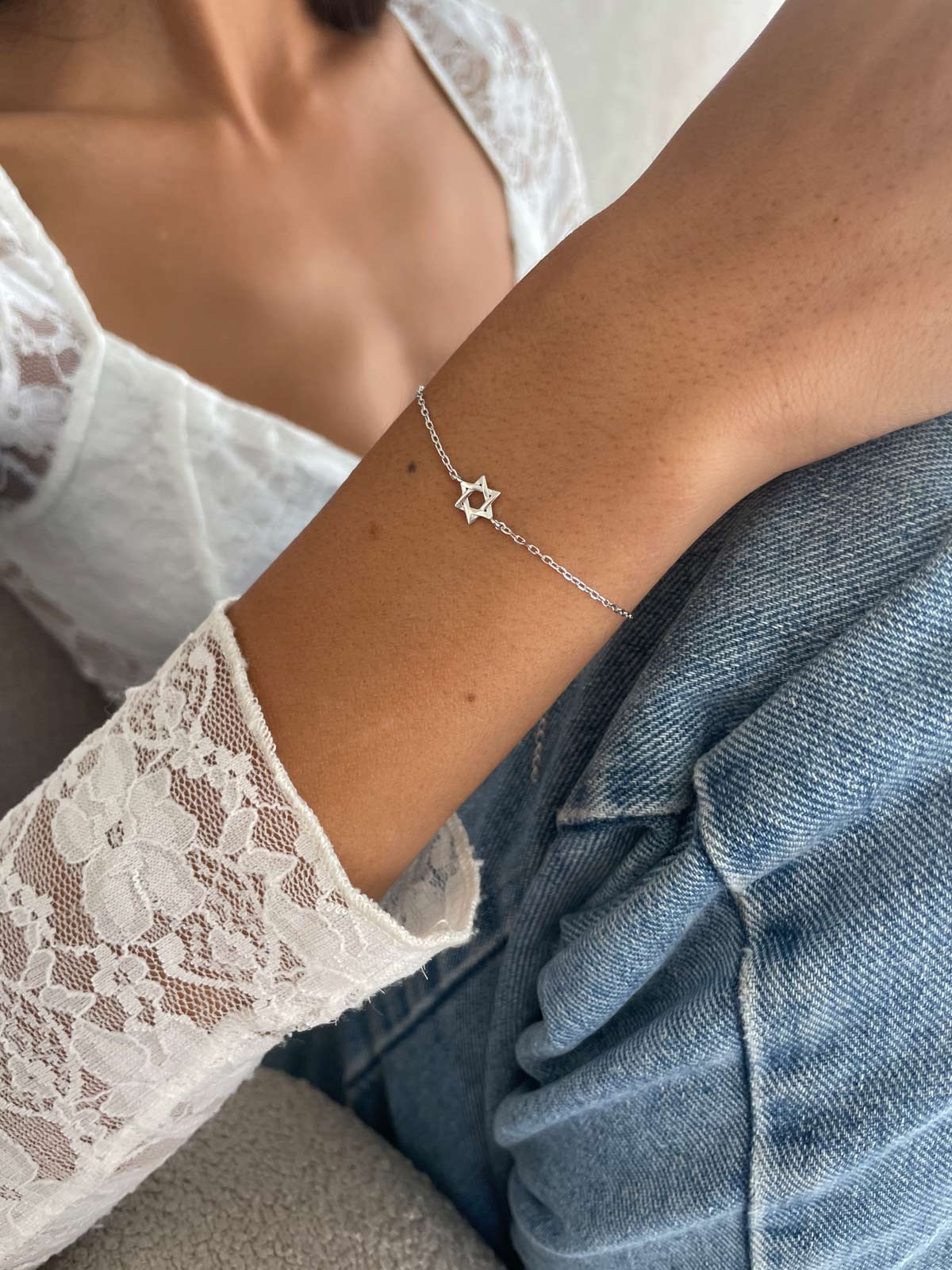 צמיד עדין מגן דוד חלק