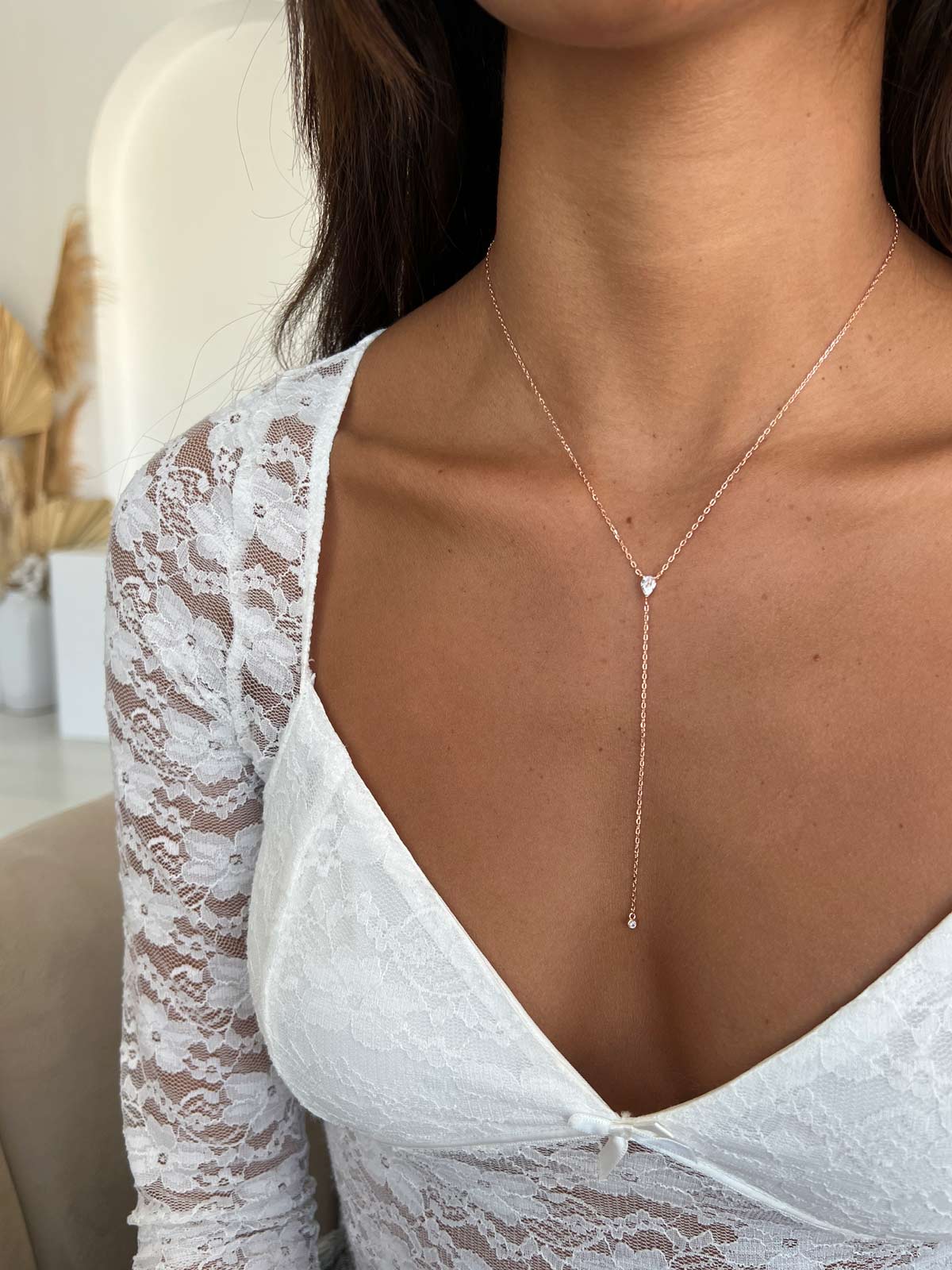 שרשרת עניבה סוליטר טיפה קטנה