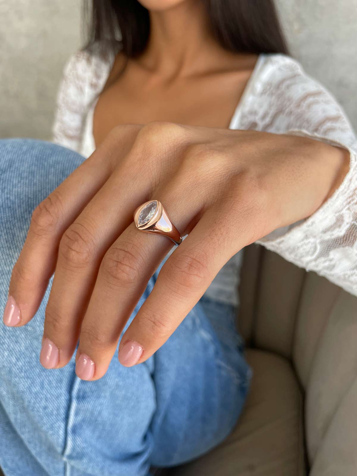 טבעת סוליטר מרקיזה