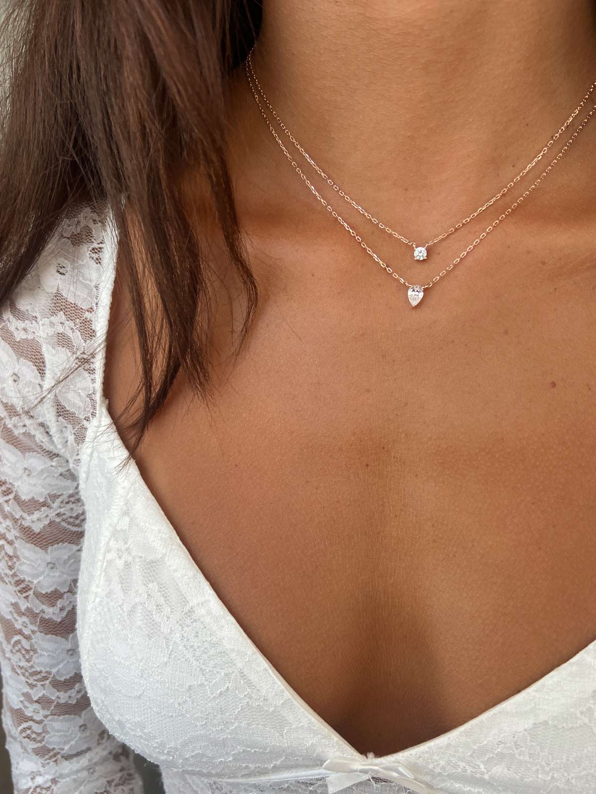 שרשרת כפולה טיפה וסוליטר