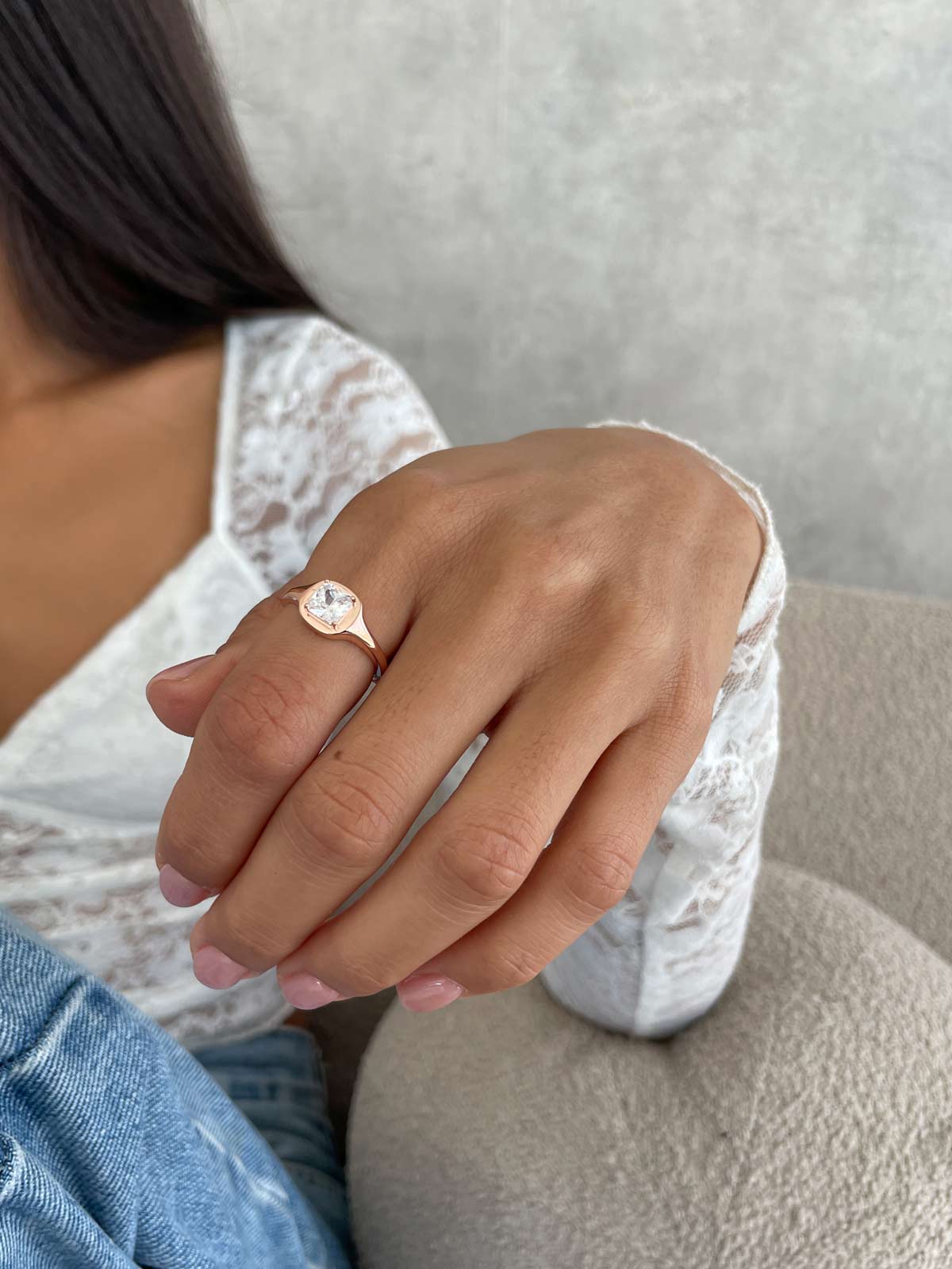 טבעת סוליטר מרובע