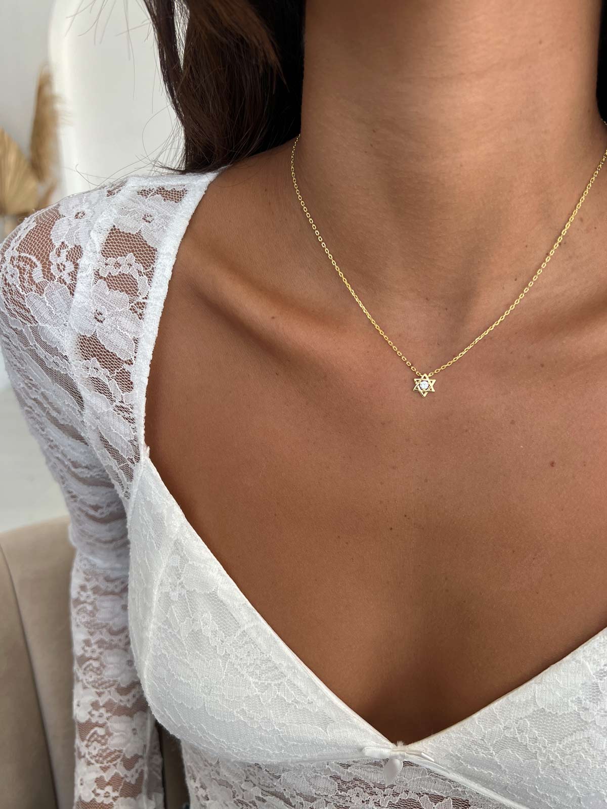 שרשרת צמודה מגן דוד וסוליטר