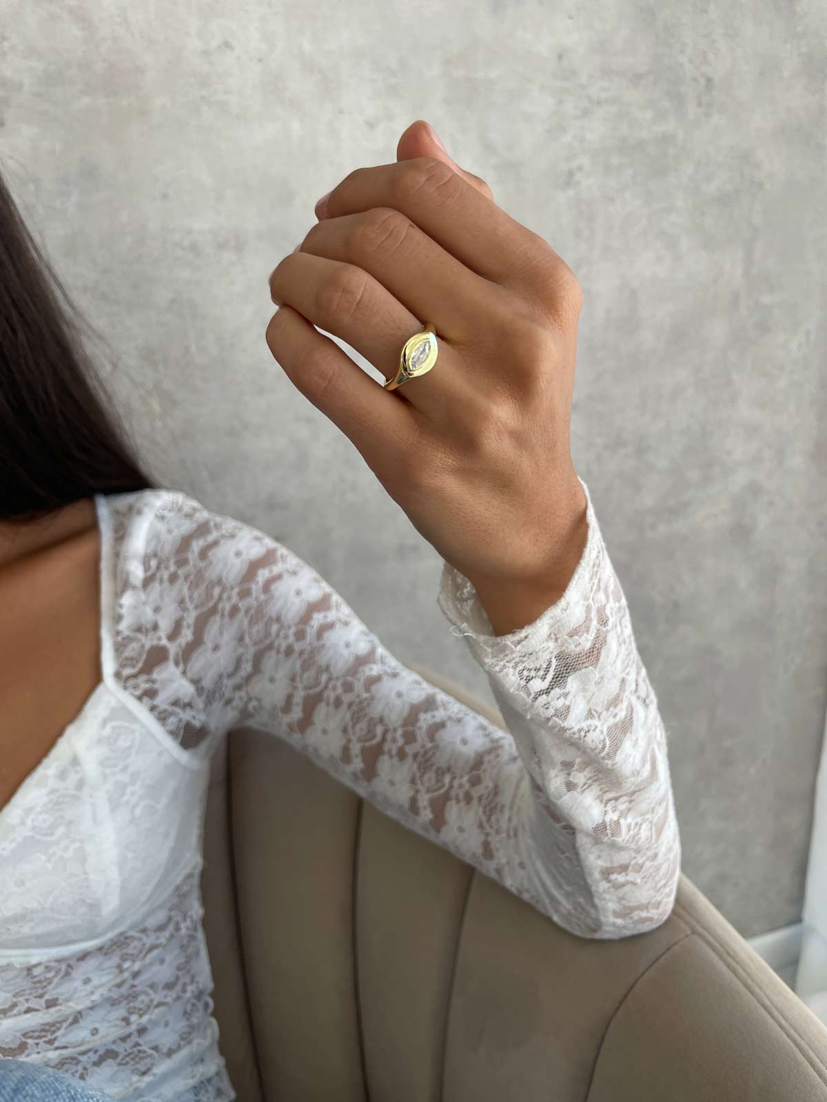 טבעת חותם סוליטר מרקיזה