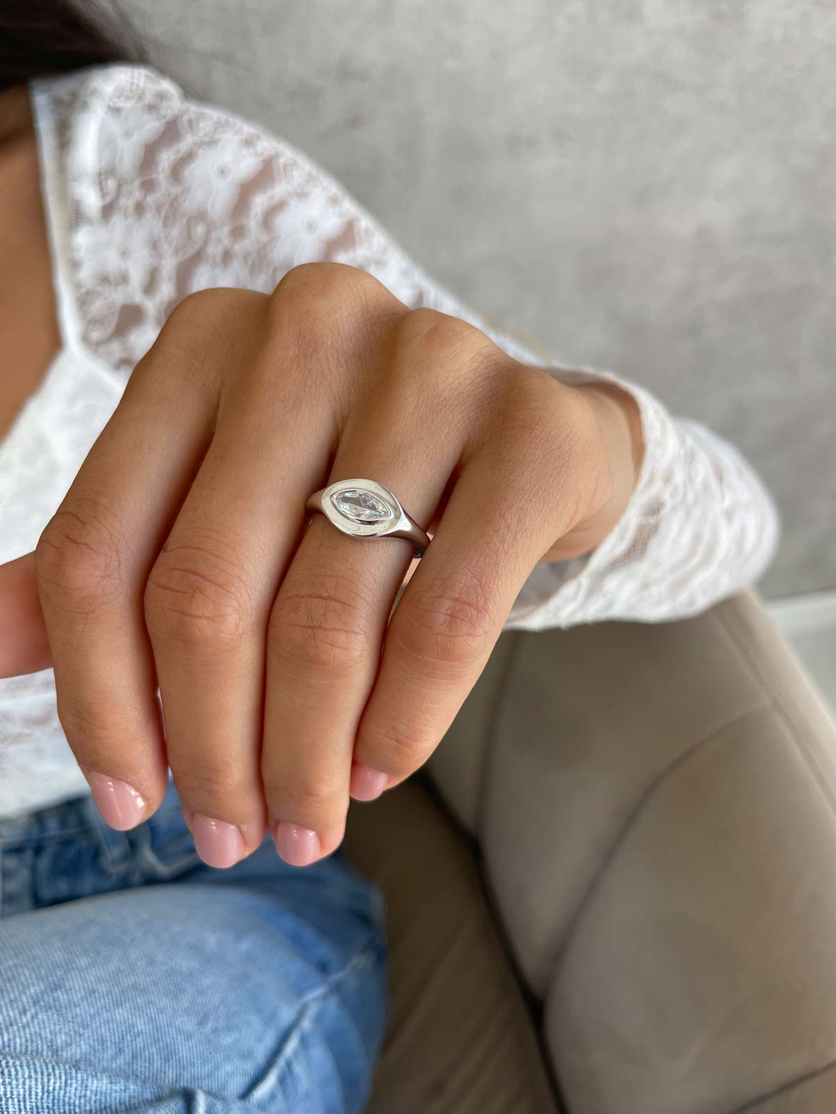 טבעת חותם סוליטר מרקיזה