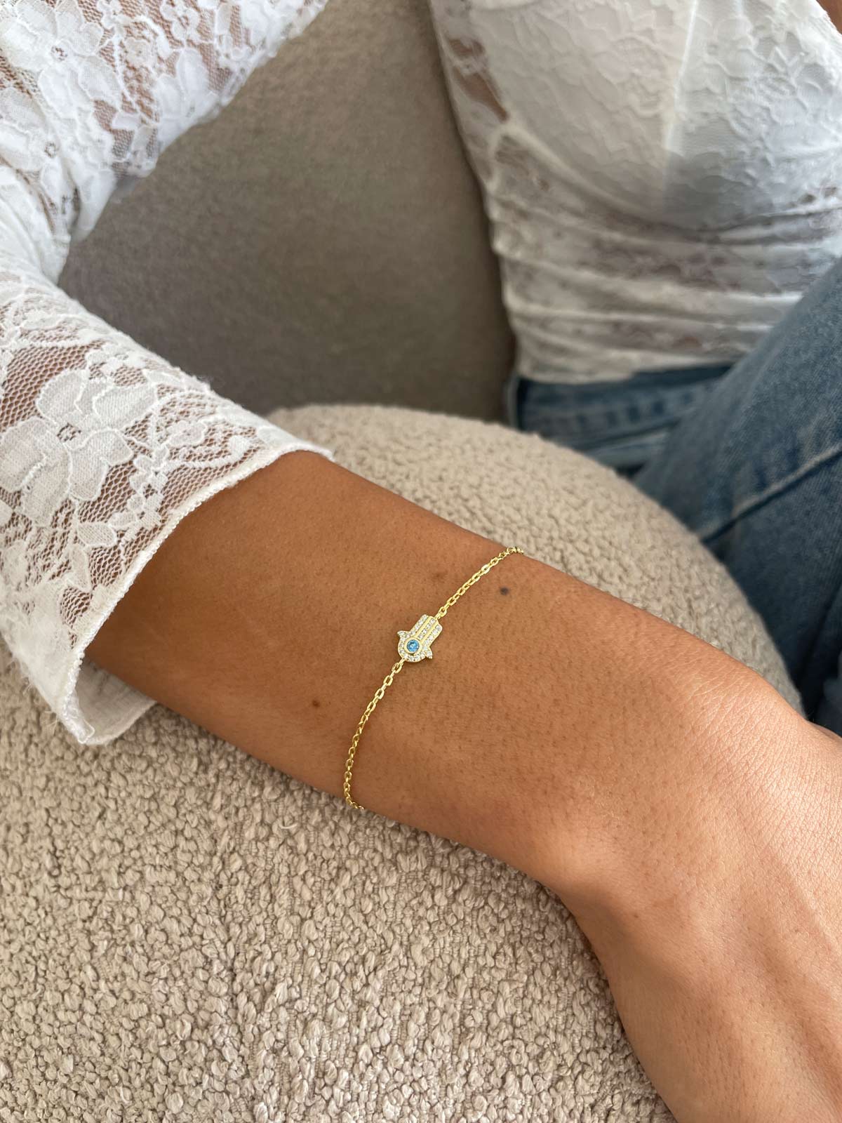 צמיד חמסה קטנה אבן תכלת