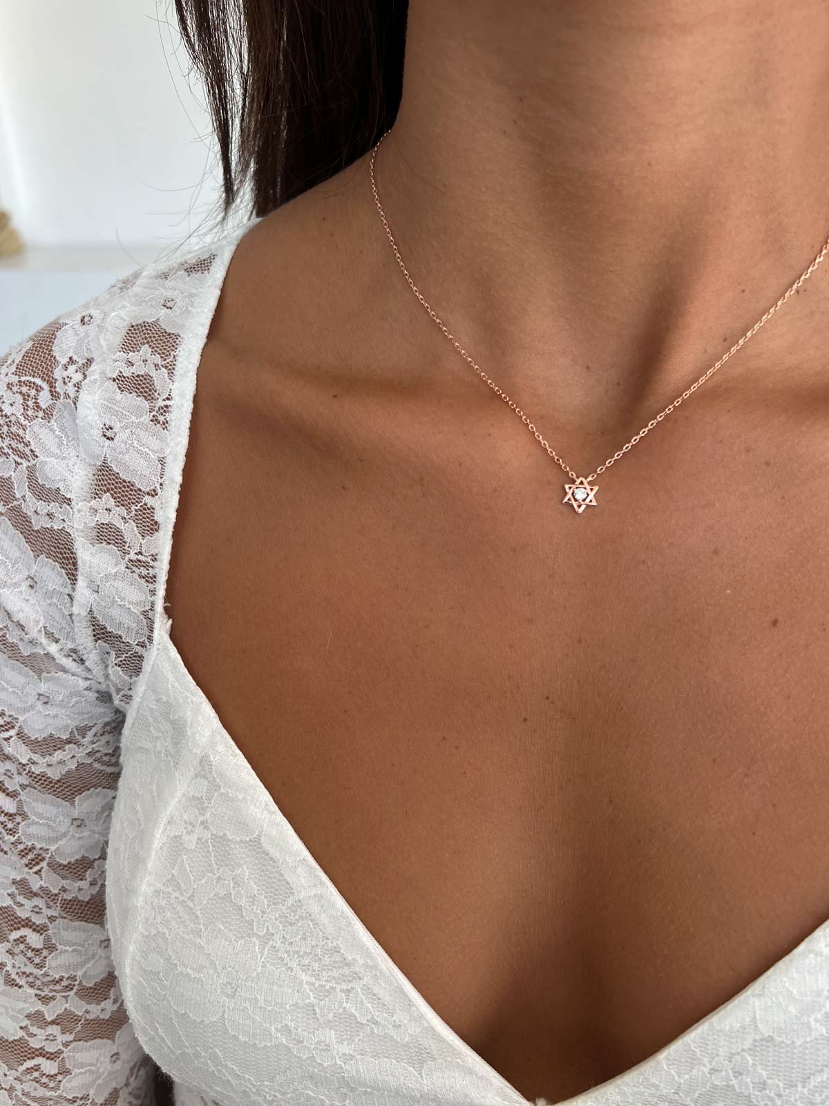 שרשרת צמודה מגן דוד וסוליטר