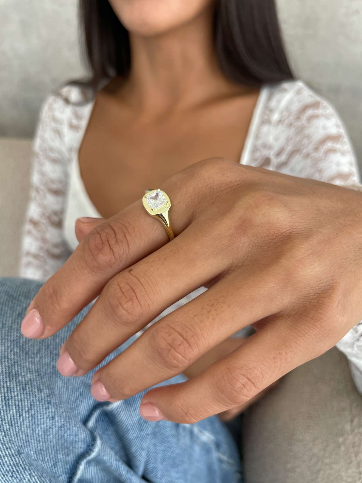 טבעת סוליטר מרובע