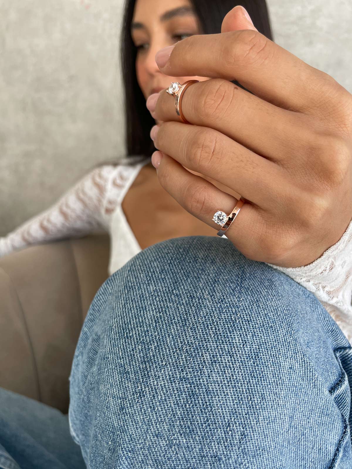 טבעת אמצע / טבעת זרת סוליטר