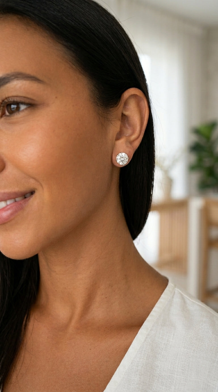 עגילים צמודים זירקון ענק